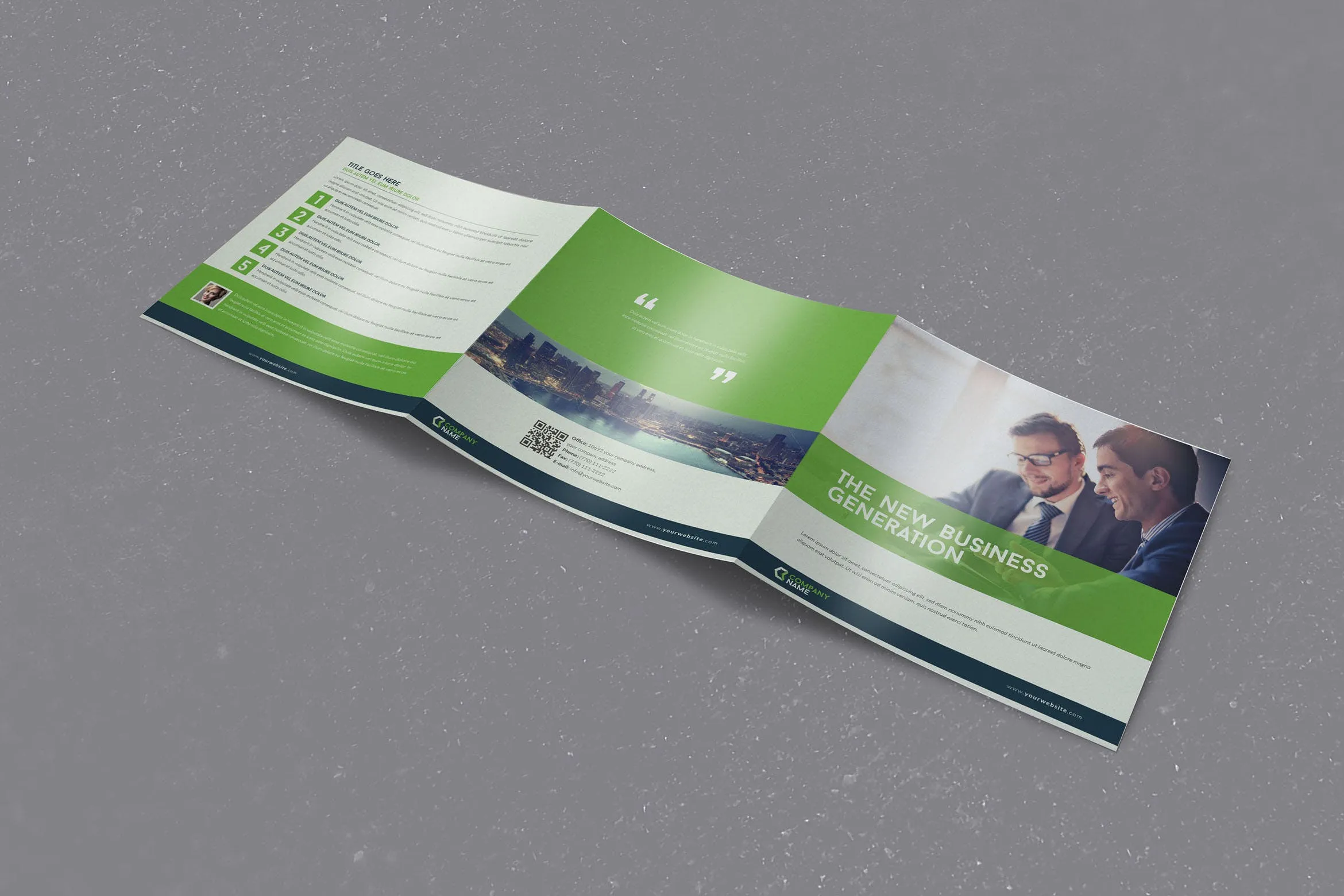 方形商务风格企业宣传单设计模板 Elegant Business Square Trifold