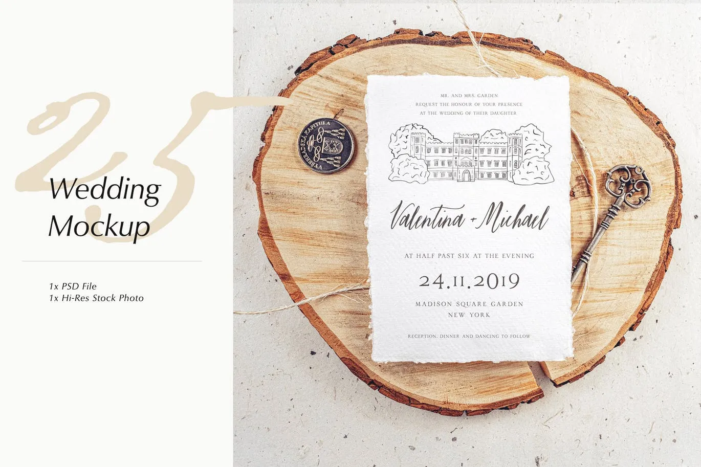 婚礼照片婚礼邀请函优雅风格设计样机像素设计精选模板v25 Wedding Photo Mockup 25