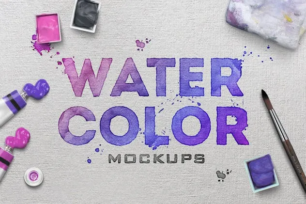 逼真水彩文本文字特效样式 Watercolor Scene Text Mockups插图(2)