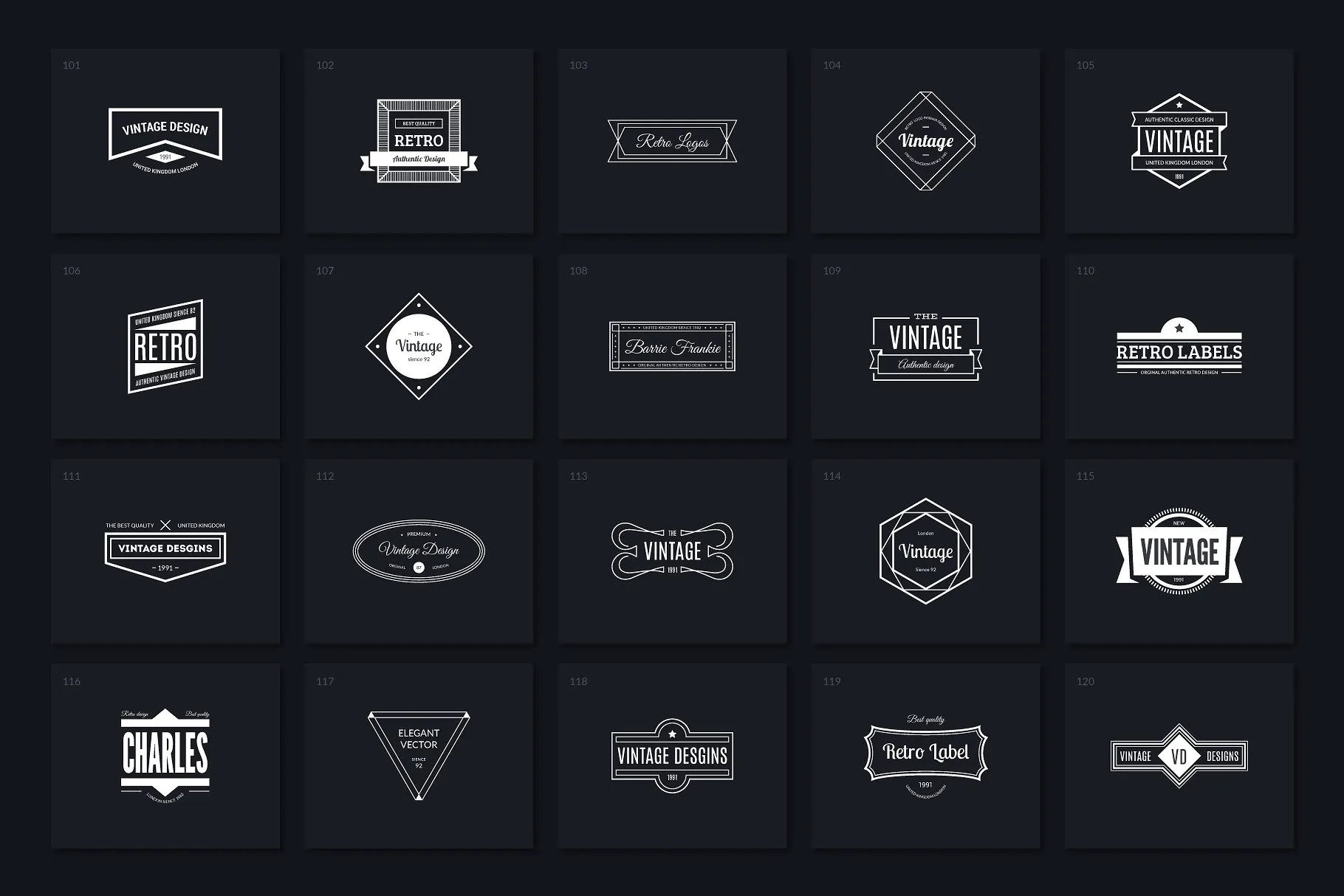 40个多用途时尚复古Logo模板V.3 40 Vintage Logos Vol. 3插图(2)