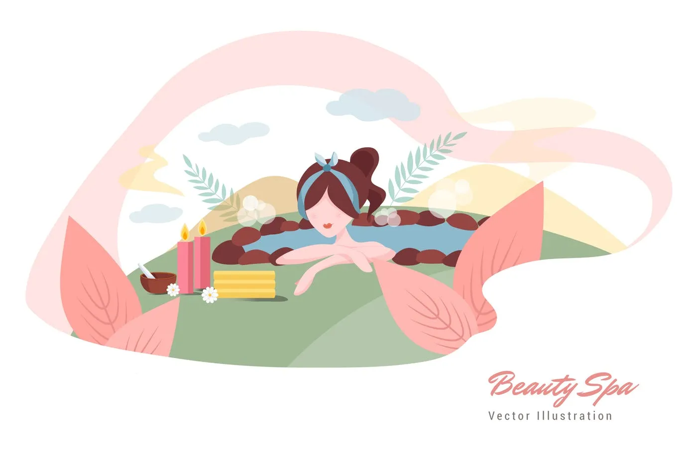 美容SPA主题矢量插画像素设计精选设计素材v6 Beauty Spa Vector Illustration