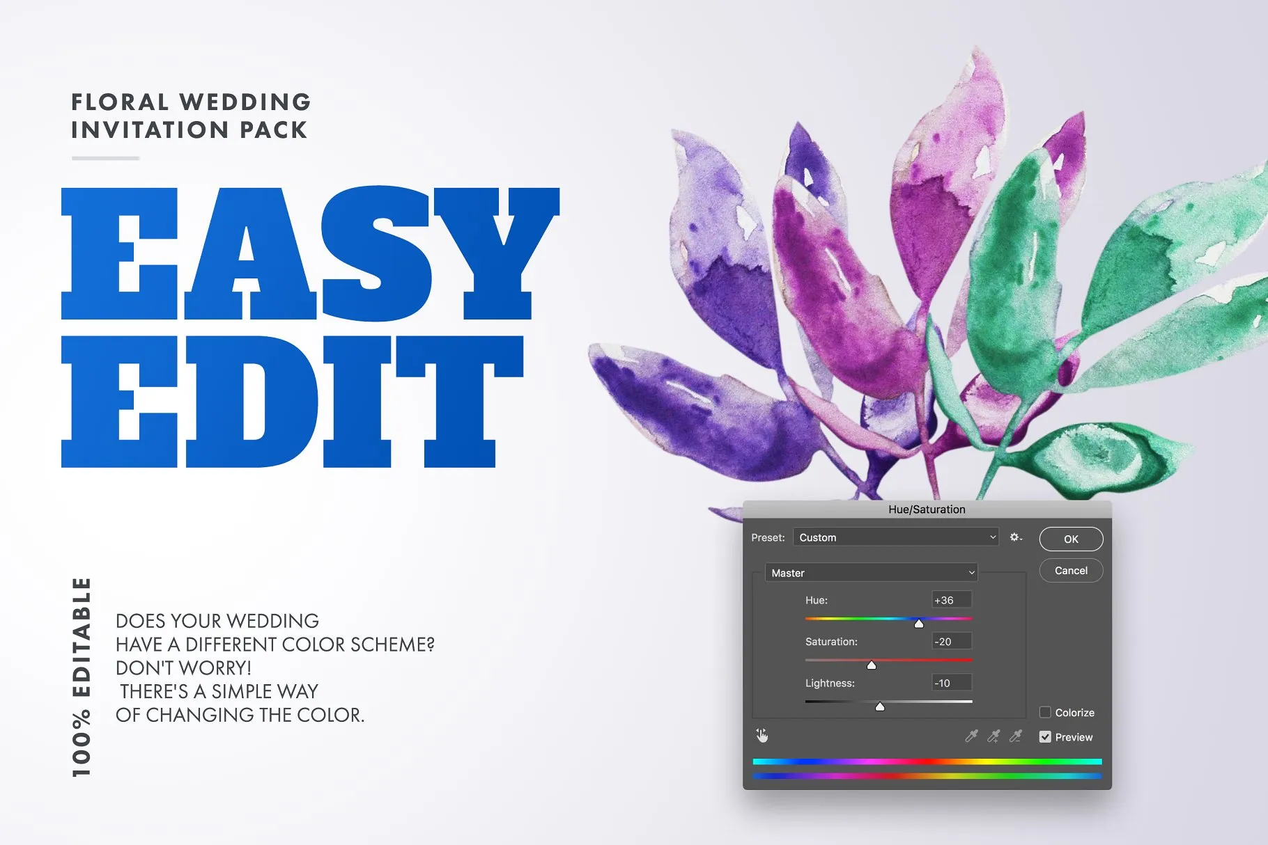 花卉装饰婚礼婚庆设计物料模板大集结[1.42GB] Floral Wedding Invitation Bundle插图(15)