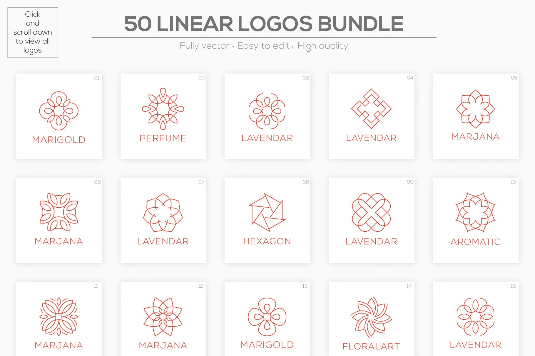 50款线形 Logo 模板合集 50 Linear Premade Logo Bundle插图(5)
