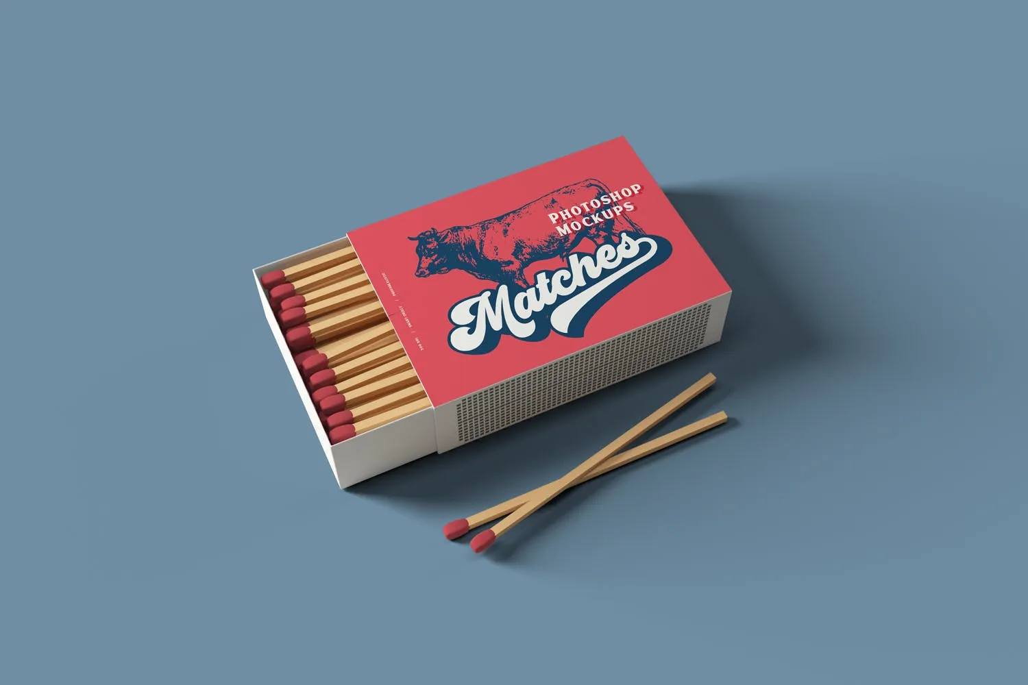 复古火柴盒外观设计样机模板 Matches Box Mockups插图(1)