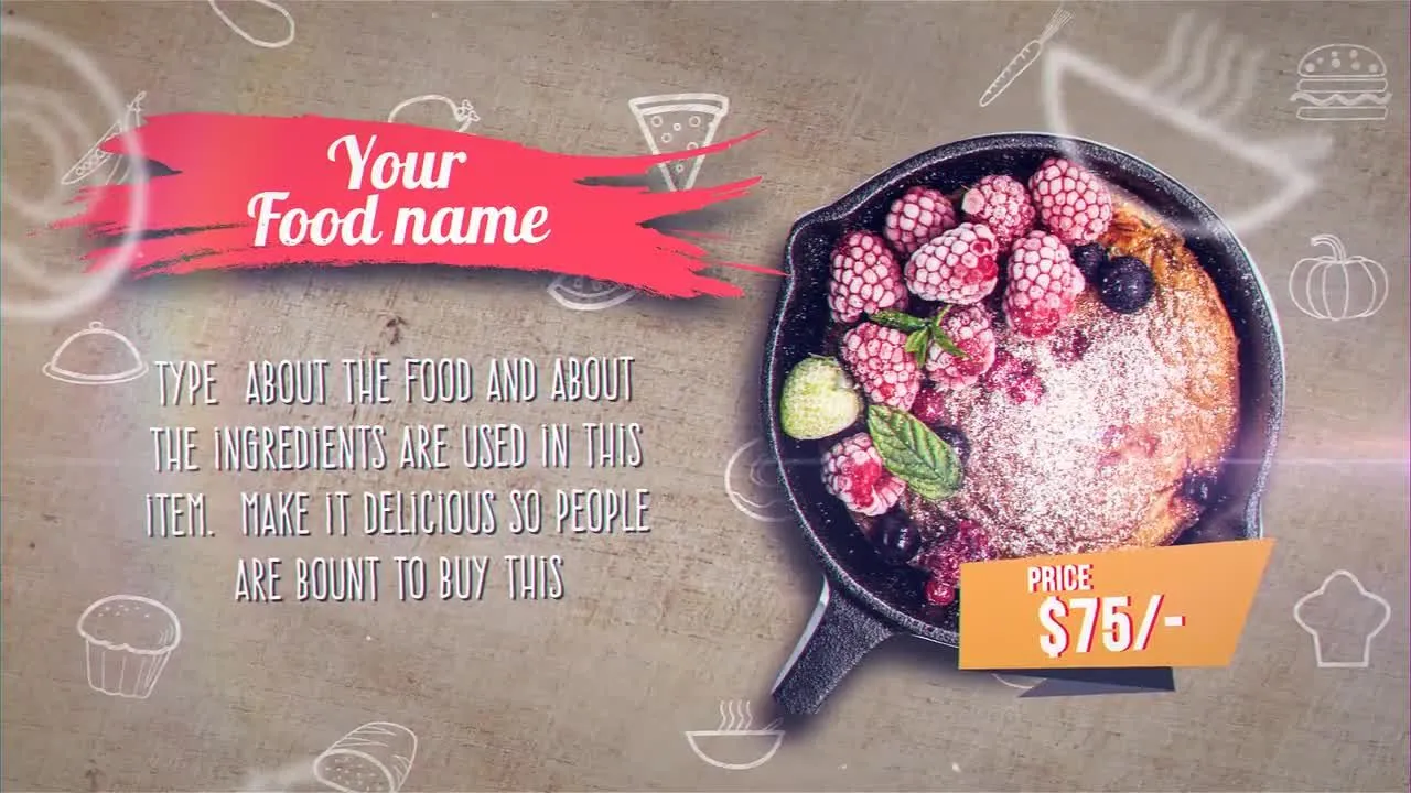 餐厅食谱菜单价格展示像素设计精选AE模板