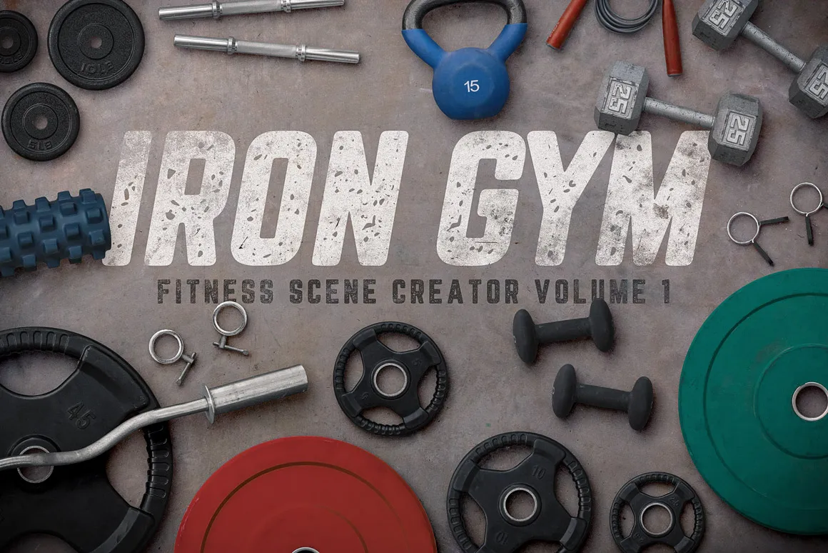 健身预设场景 Mockups 模版 Iron Gym Scene Creator Volume 1