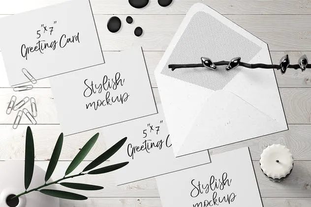 7×5贺卡/明信片样机套装2 7×5 Greeting Card / Postcard Mockup Set 2插图(6)