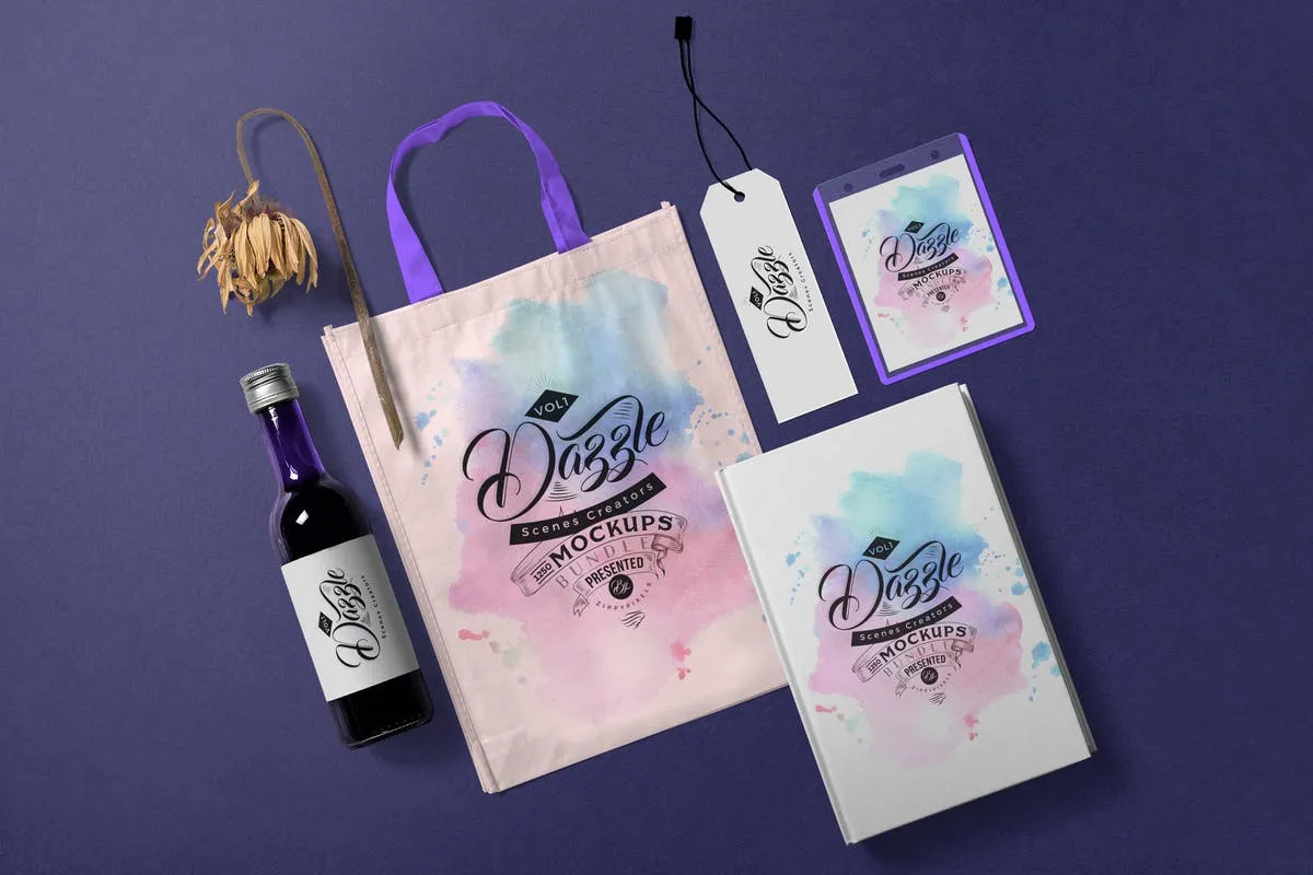泼溅水彩风格品牌VI展示场景样机 Tote Bag Mockup Scenes