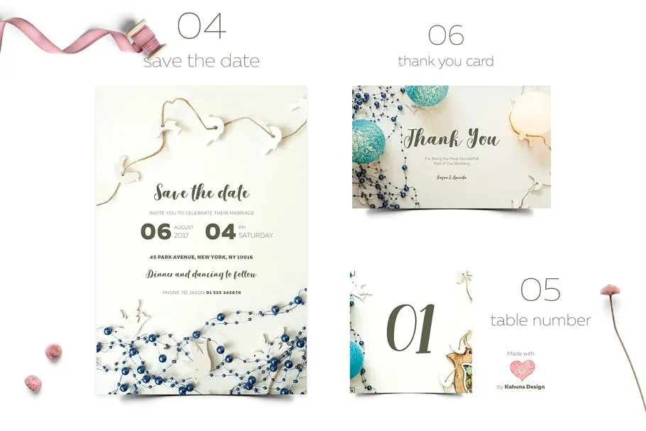 婚礼邀请物料设计模板套装 Wedding Invitation Suite插图(2)