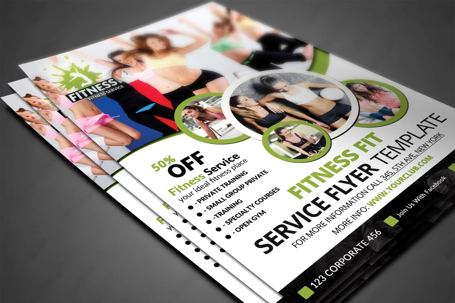 快乐健身俱乐部广告海报模板 Fitness Flyer插图(2)