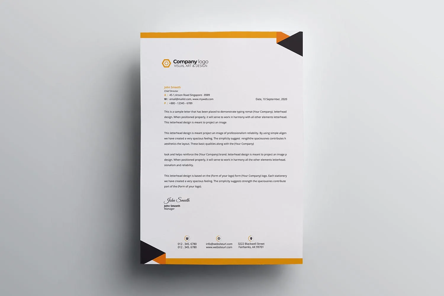 极简风格企业信纸信笺设计模板 Letterhead插图(2)