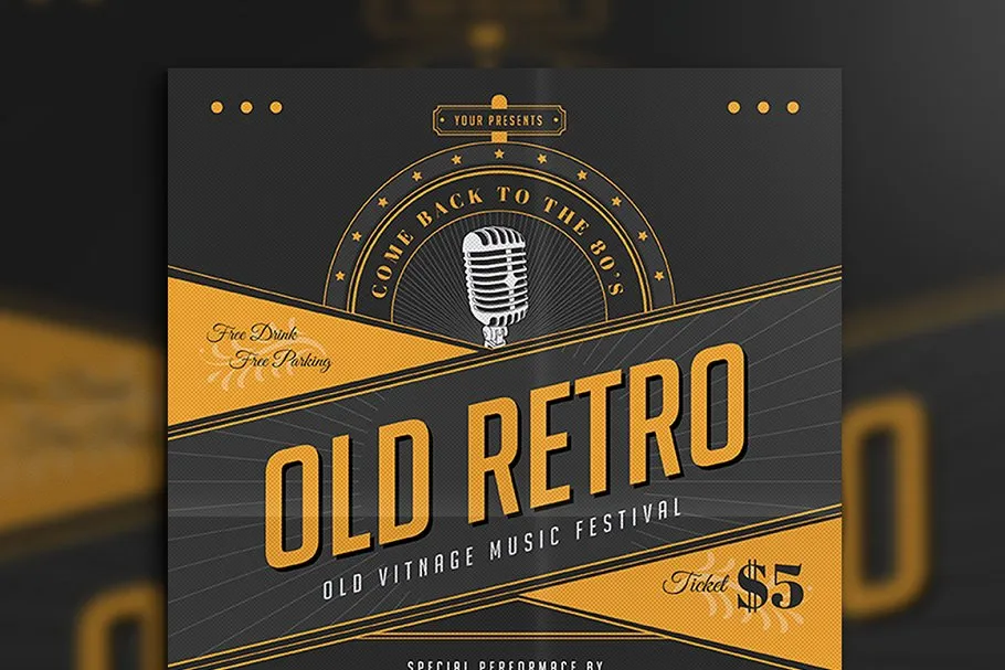 复古独立音乐节宣传单模板设计素材 OLD Vintage Indie Flyer插图(4)