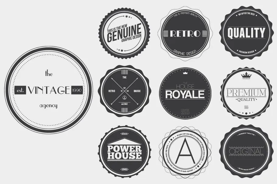 复古黑白配色徽章Logo模板V.2 Vintage Badges Vol.2插图(3)