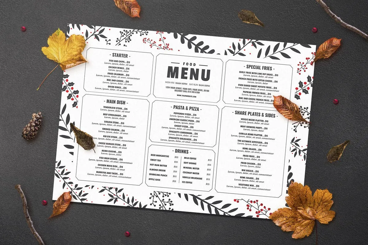 极简主义圣诞晚宴食物菜单 Christmas Food Menu