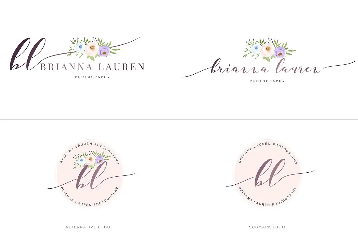 超级水彩风 Logo 设计素材包 Watercolor Premade Branding Logo Kit [模板、纹理&元素]插图(16)
