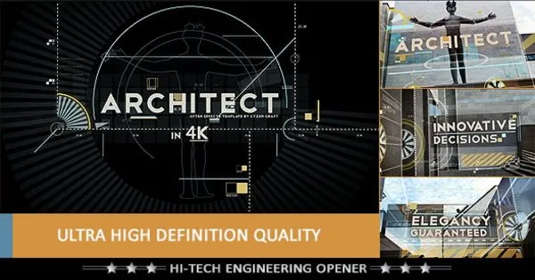 建筑类节目片头像素设计精选AE模板 Architect Construction Opener Titles