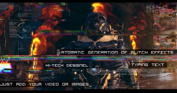 视频故障效果自动生成和输入像素设计精选AE模板 Glitch Auto Generation and Typing