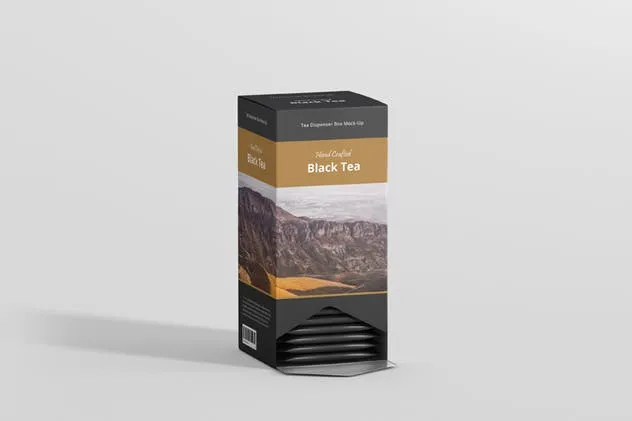 茶包及茶包包装盒设计样机模板 Tea Dispenser Box Mockup插图(6)