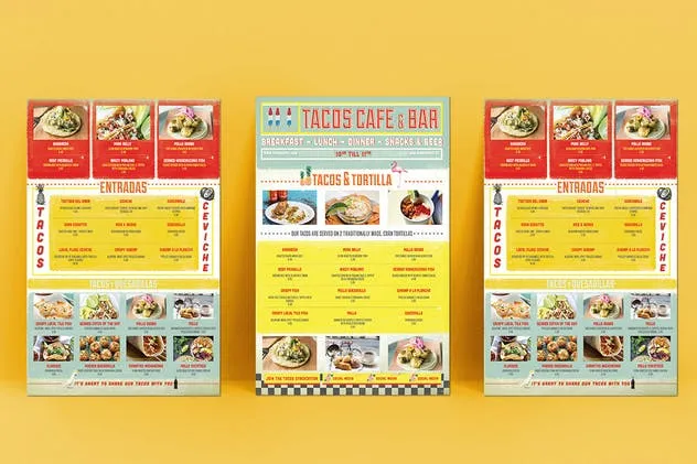 多彩热带风情餐厅菜单设计模板 Colorful Tropical Menu插图(3)