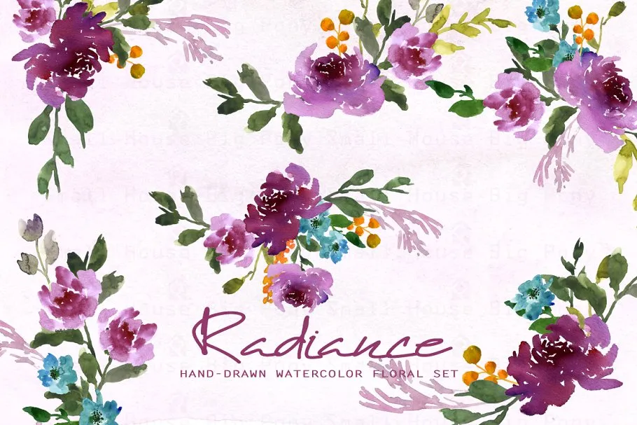 花卉水彩剪贴画 Radiance-Watercolor Clip Art插图(3)