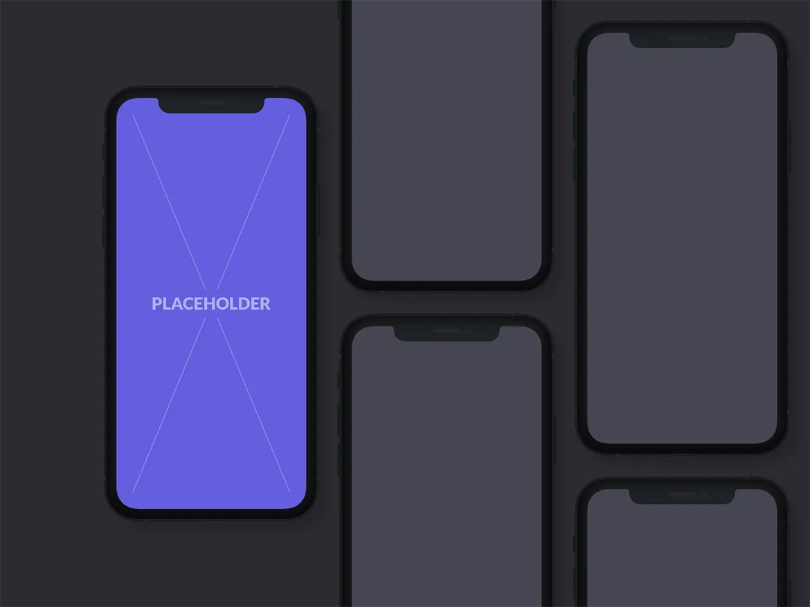 刘海屏iPhone手机等距网格素材库精选样机模板[黑色版本] Presentation Mockups Dark插图(5)