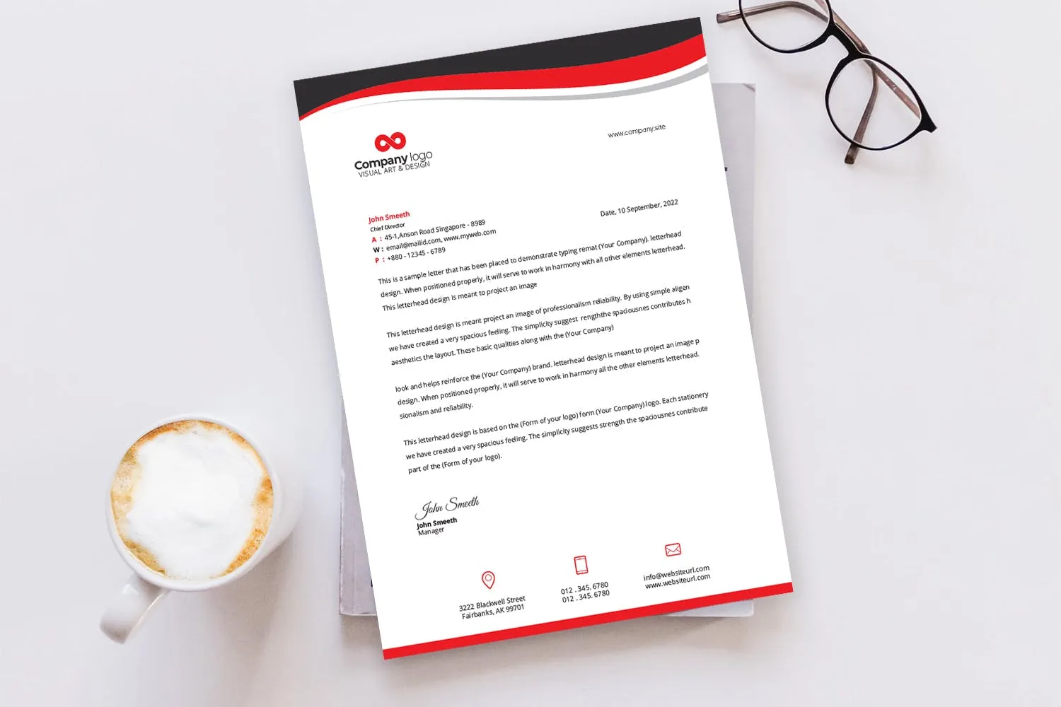 科技企业标准信纸设计模板 Letterhead插图(4)