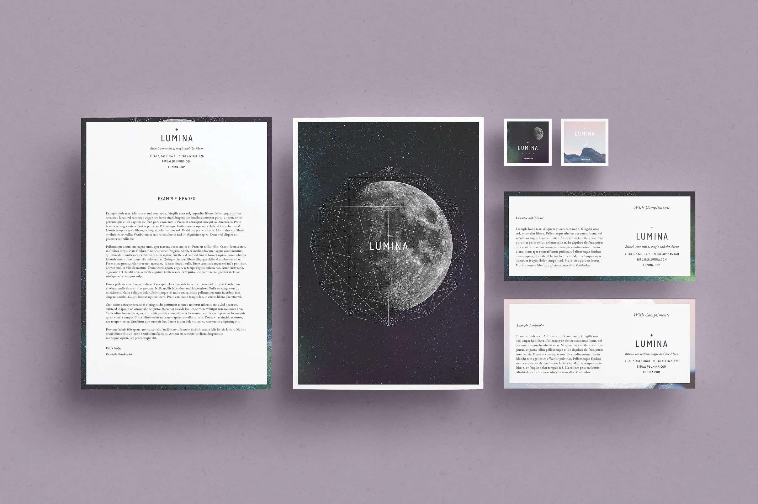 漂亮多用途信笺模板 LUMINA Letterhead + Comps插图