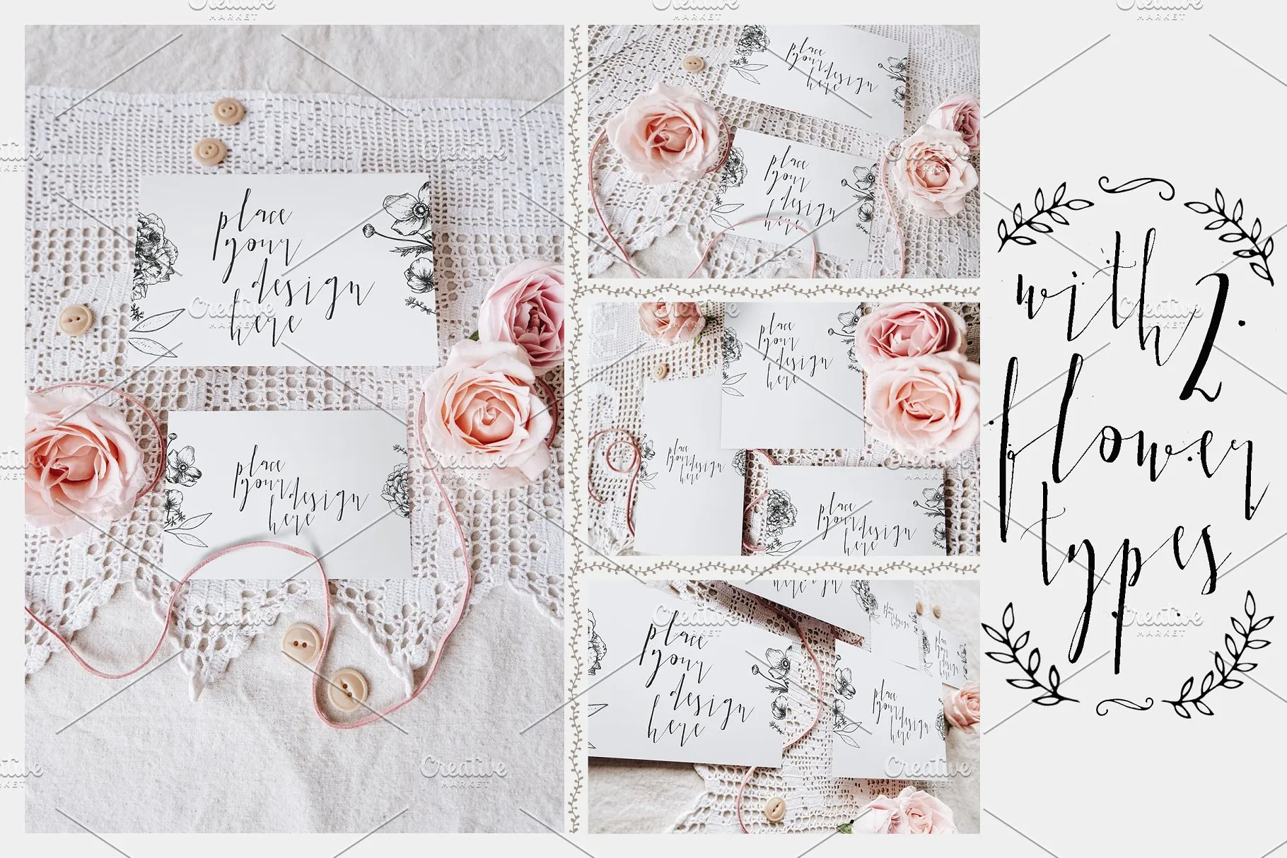 特色文艺范邀请卡样机 Sweet & Rustic Invitation Mockup插图(6)