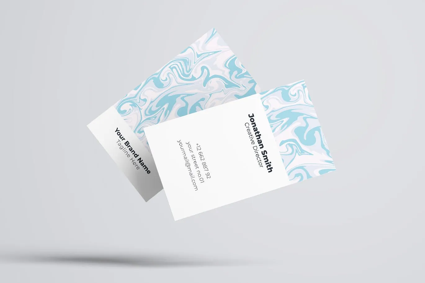 淡色水彩纹理企业素材库精选名片模板v36 Business Card Template.v36插图(1)