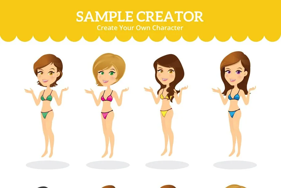 卡通女孩形象Logo徽标设计素材包 Custom Girls – Logo & Badges Creator插图(1)