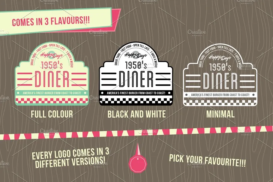 20世纪50年代复古店铺店面徽章和标志 1950s Storefront – Badges and Logos插图(3)