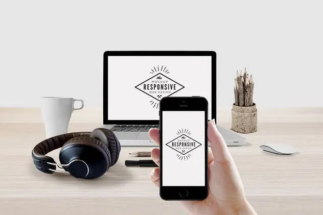 响应式网页设计演示iPhone/Macbook/iMac样机模板 Responsive Design Device Display Mock-Up插图(5)