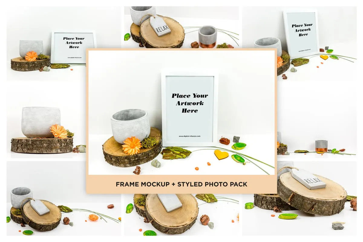 时尚摄影照片相框框架样机套装 Frame Mockupamp; Styled Photo Pack