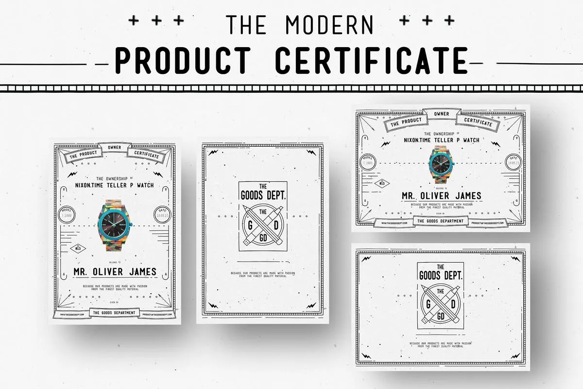实用易用产品证书设计模板 Modern Product Certificate