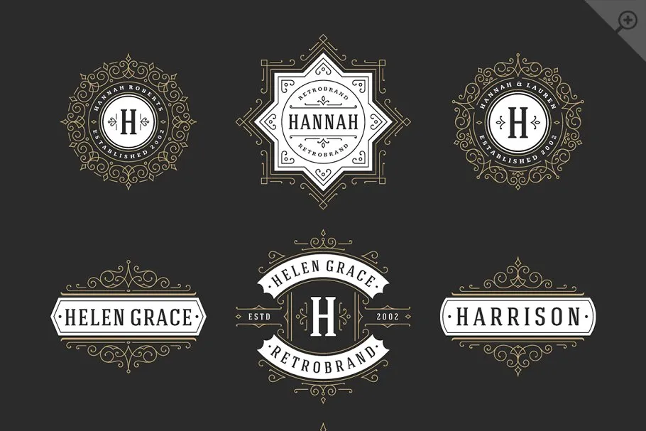 250个复古装饰风格Logo模板 250 ornaments logos & monograms插图(8)