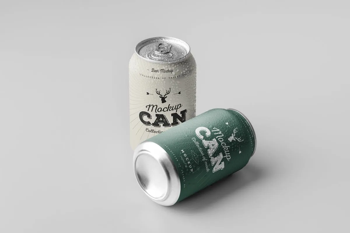 啤酒易拉罐包装设计样机模板6 Can Mock-up 6