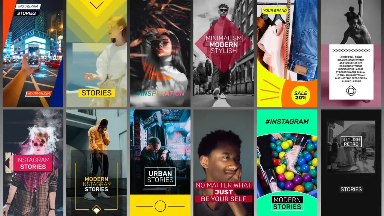 明亮的动态产品组合动画像素设计精选AE模板