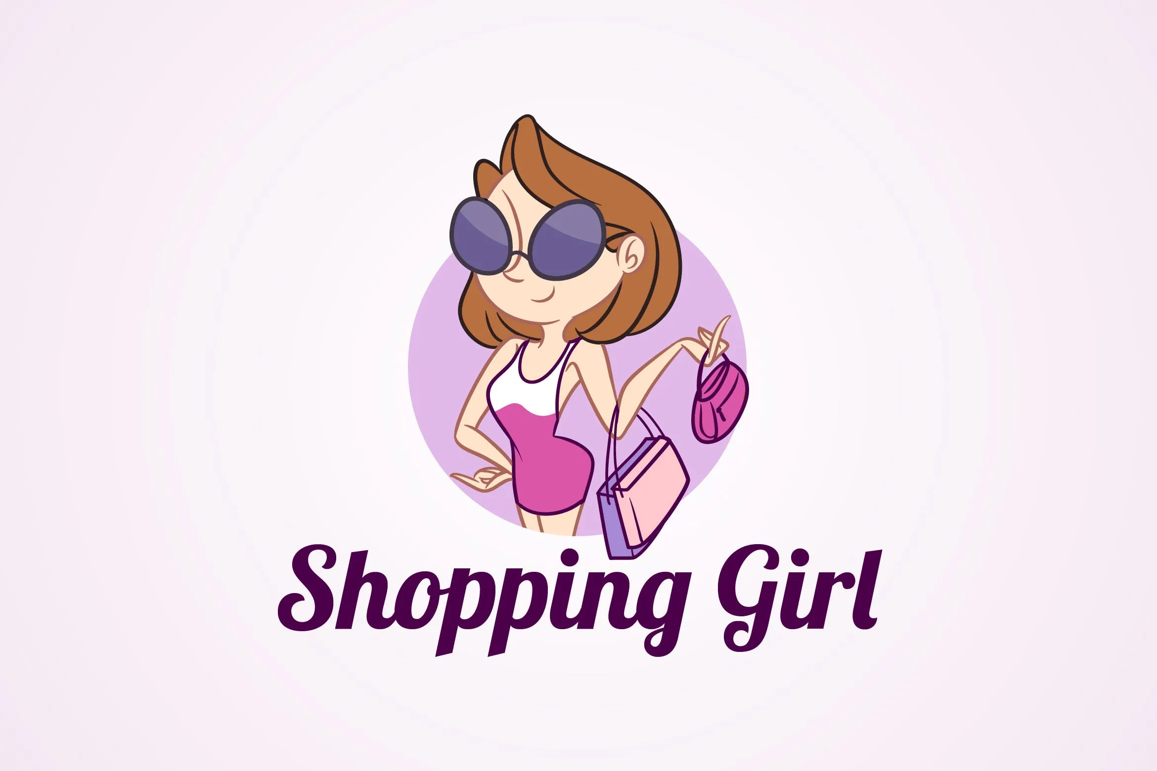 时尚购物女郎形象Logo设计模板 Shopping Girl#8211; Fashion Mascot Logo