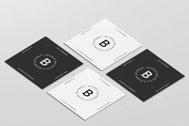 方形高级企业品牌名片样机 Business Card Mockup Square Format插图(9)
