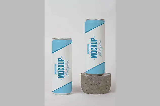 苏打水/啤酒易拉罐样机设计模板 Large Can Mock Up插图(1)