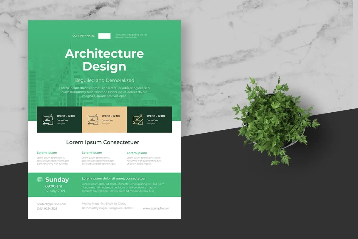 企业招商企业宣传简约设计海报模板 Cleanamp; Minimal Business Event Flyer