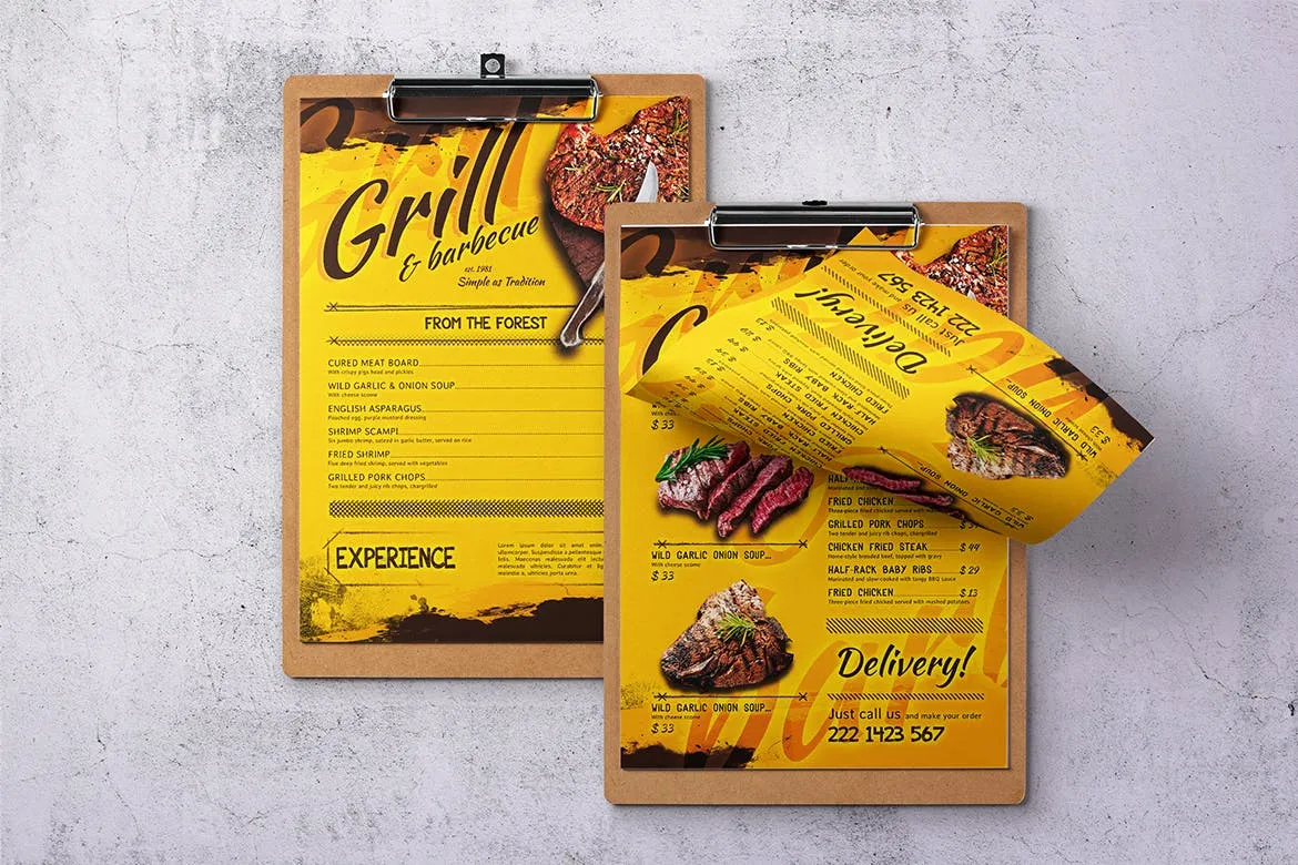 BBQ西式烧烤菜单设计模板 BBQ Vintage Food Menu Bundle插图(9)