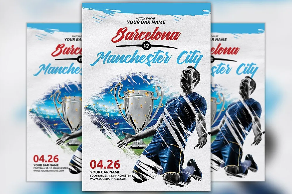 足球比赛活动海报设计模板 Soccer Match Day Flyer Template