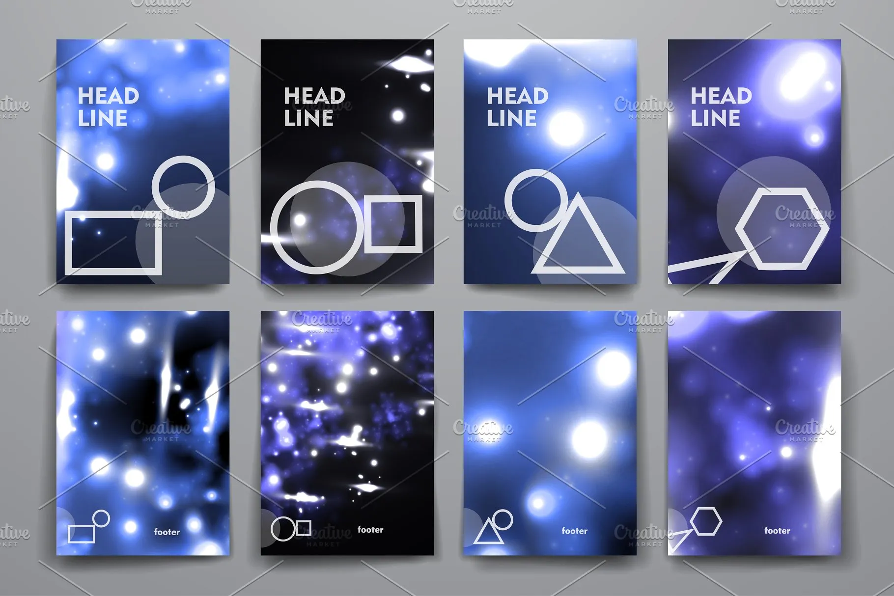 荧光斑驳光点背景画册模板 Set of Abstract Brochures插图(11)