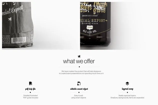 黑色啤酒瓶样机模板 Steinie Beer Black Bottle Mockup插图(1)