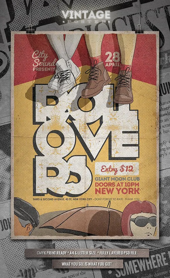 复古半色调风格海报传单模板 III Vintage Poster / Flyer#8211; III