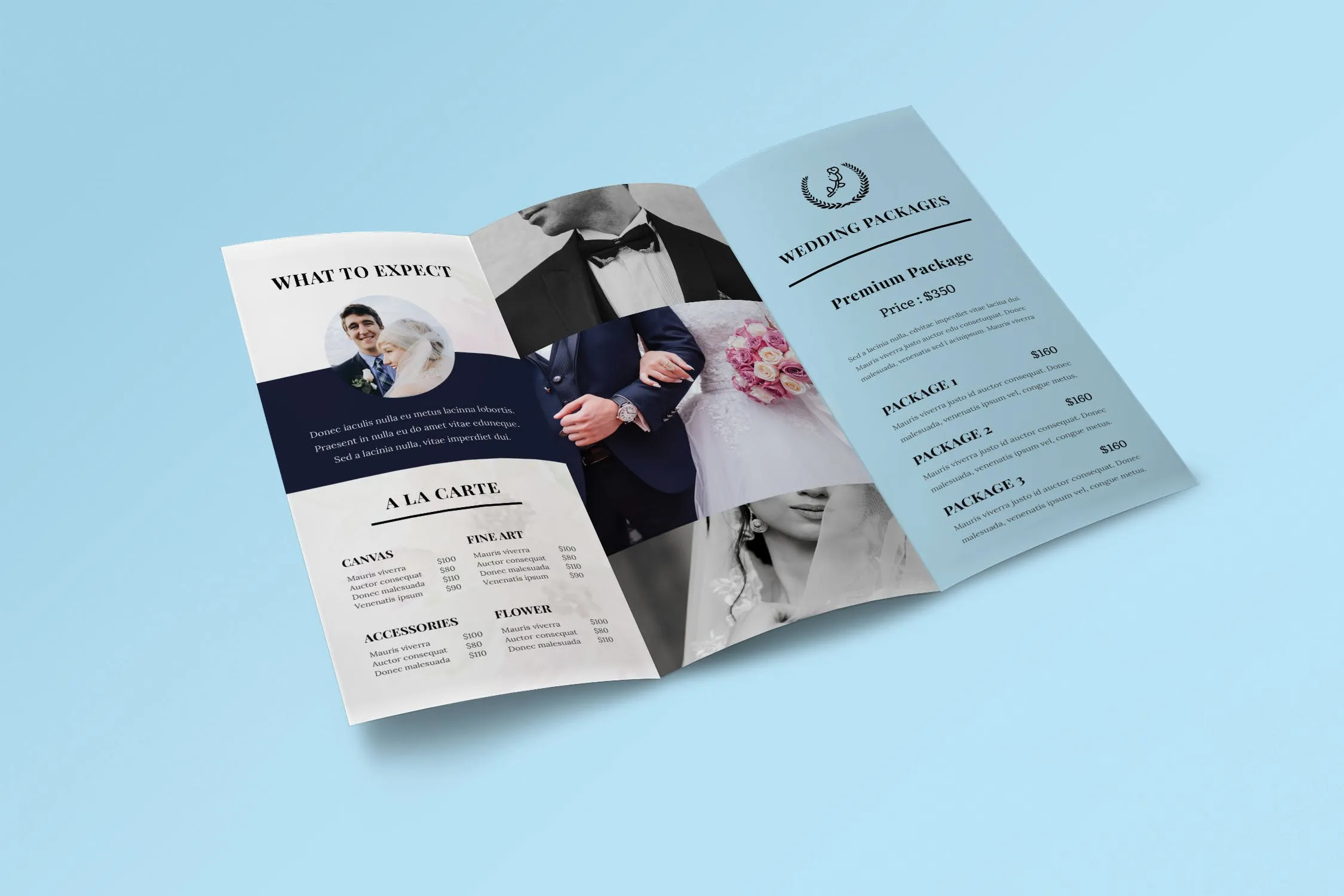 三折页婚礼婚宴策划公司传单设计模板插图(2)