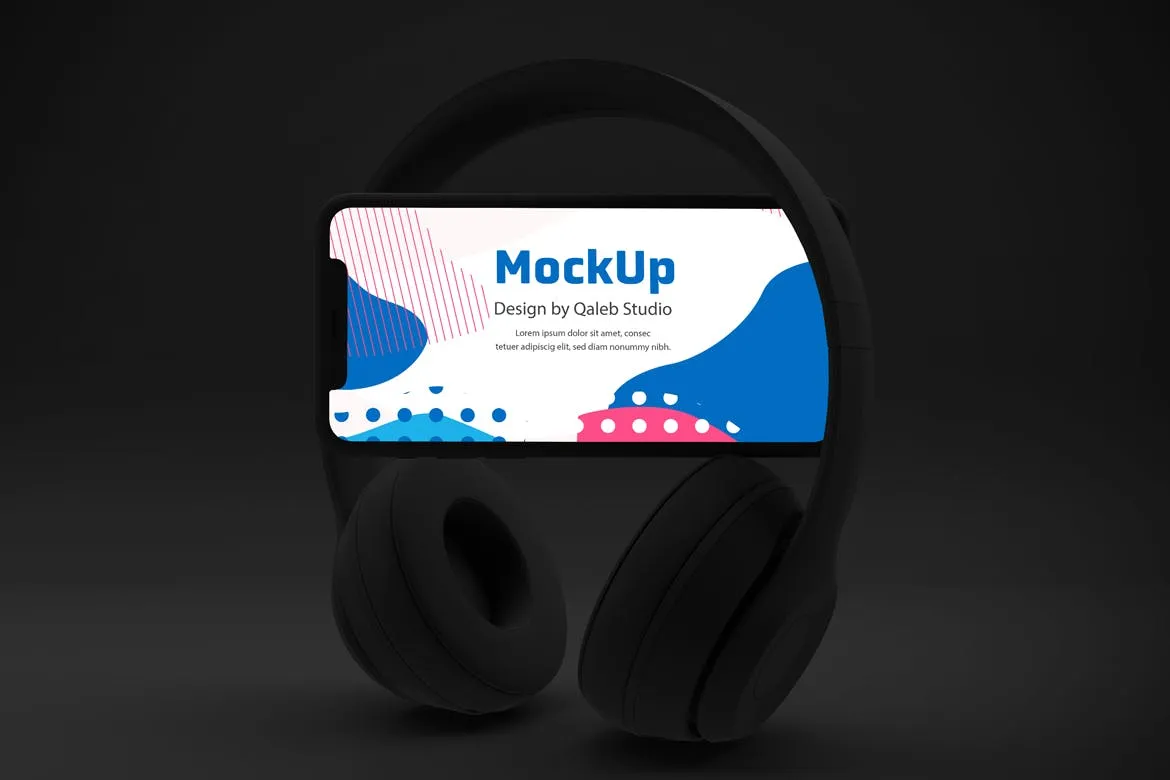 深色背景iPhone音乐APP应用UI设计效果图素材库精选样机 Dark iPhone Music App Mockup插图(4)