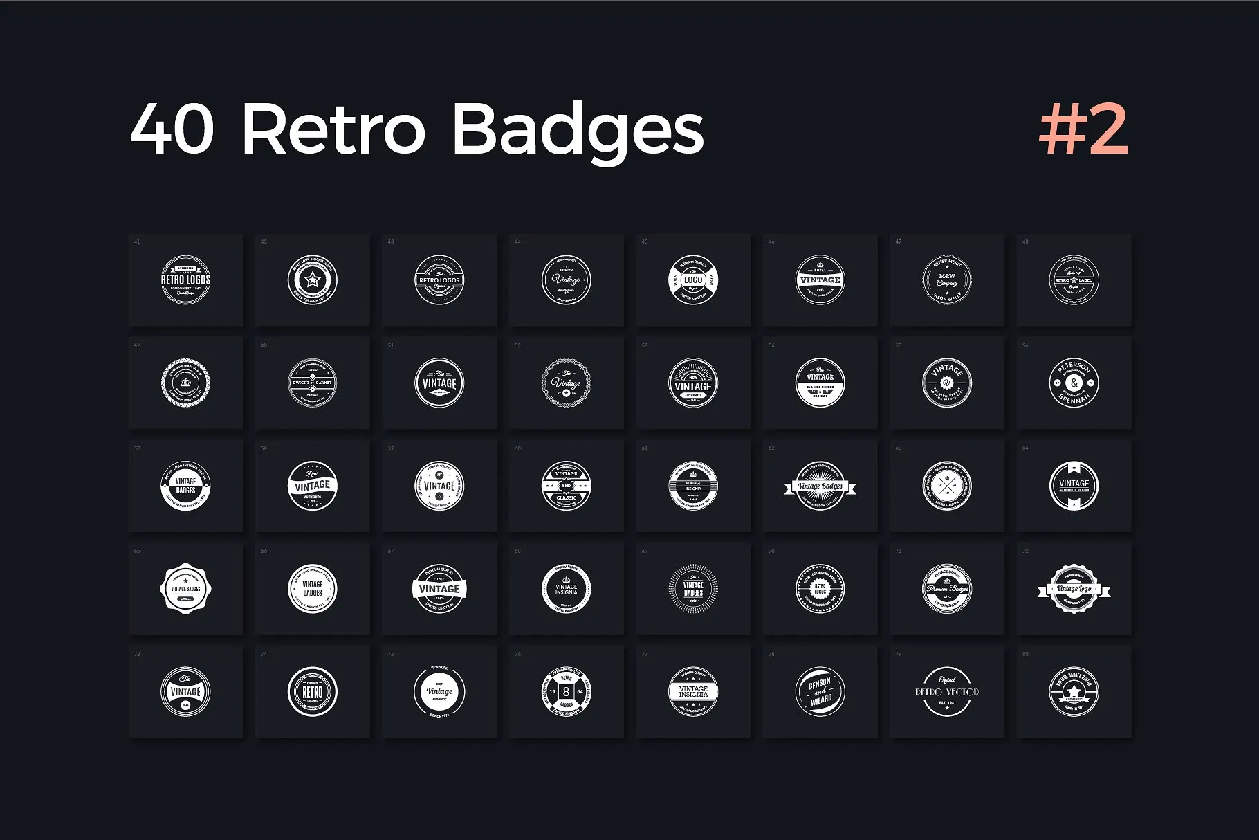 40款复古风徽章设计模板v2 40 Retro Badges Vol. 2