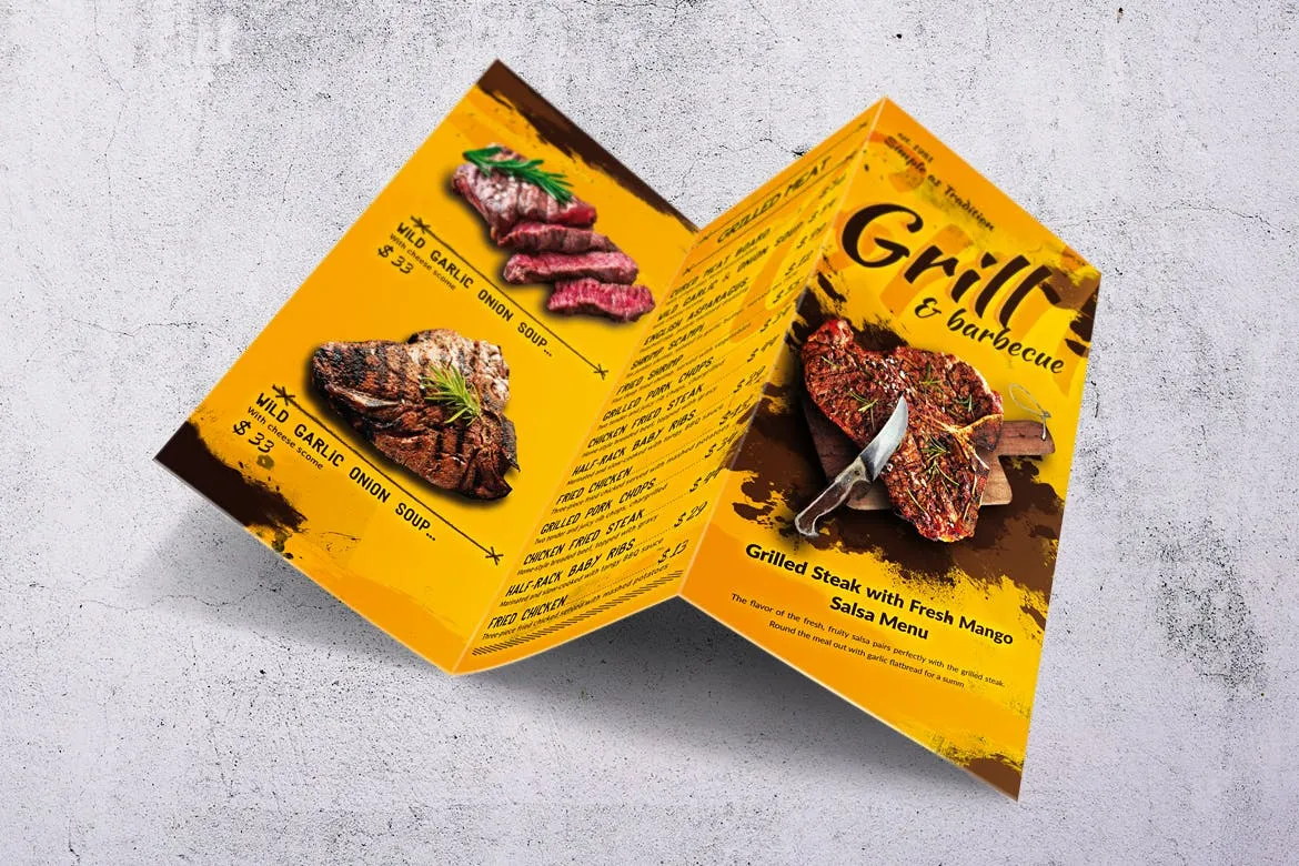 不同国家餐馆三折页菜单设计模板合集 Different Countries Trifold Food Menu Bundle插图(7)